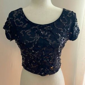 NWT Sequin Black Crop Top